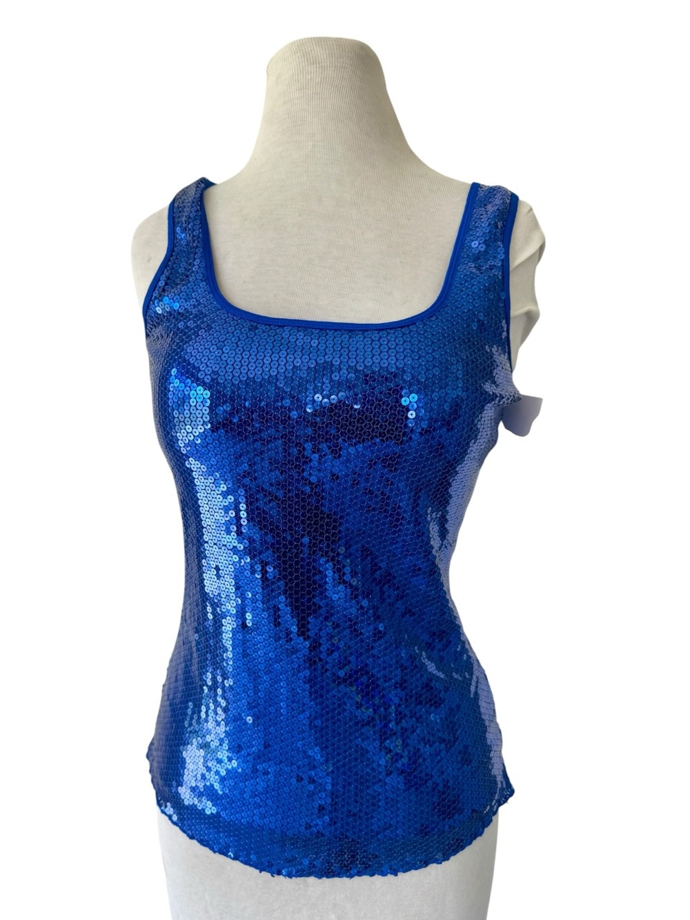 NWT Modern Movement Royal Blue Sequin Tank Top Sz S Knit Y2k
